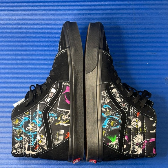 Size 11- Men’s Vans X Disney 100 Villains Sk8 Hi Shoes Black Multi Sneakers NEW - Picture 6 of 10